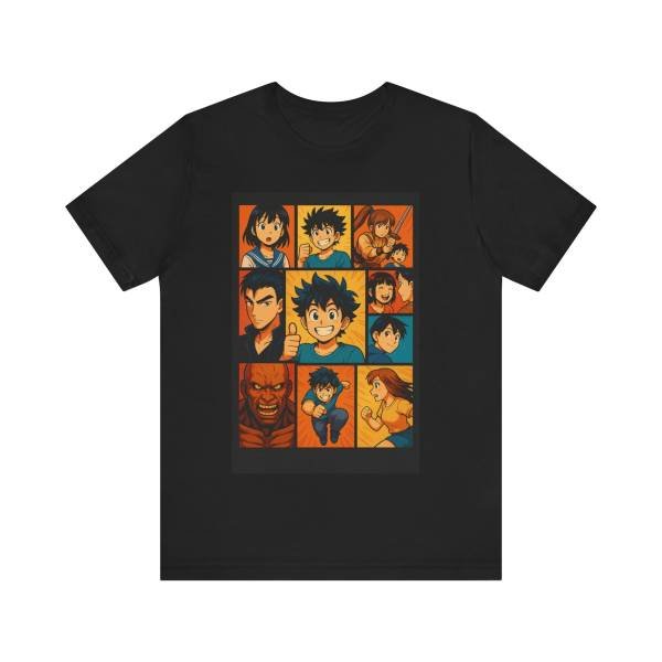 Manga-Style Collage Tee Black full tee