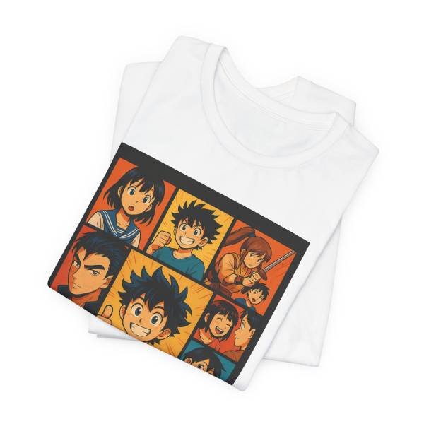 Manga-Style Collage Tee White Folded